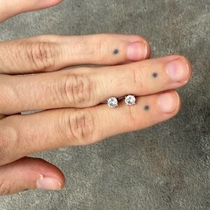 Sterling Silver Rhodium Plated Cubic Zirconia Butterfly Back Earrings 4mm